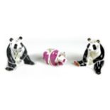 A group of three Royal Crown Derby paperweights comprising ?Pink Baby Panda - Walking?, limited