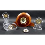 A group of three Waterford cut lead crystal small mantel clocks, comprising oval form 'Sheridan'