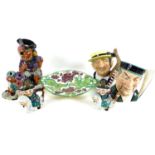 A group of Royal Doulton and Shorter and Son ceramics, comprising Royal Doulton character jugs;