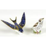 Two Royal Crown Derby paperweights, comprising ?Christmas Mistle Thrush?, limited edition 215/250