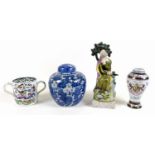 A collection of 19th century ceramics, including a Chinese export porcelain vase, painted with