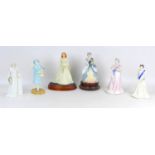 A group of six Royal Doulton, Coalport figurines of British Royalty, including two limited edition