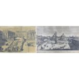 Two Dutch 18th century engravings, depicting Roman views, each 44 by 70cm, mounted, glazed and