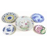 A selection of 18th century and later ceramics, including a large Qing famille rose porcelain