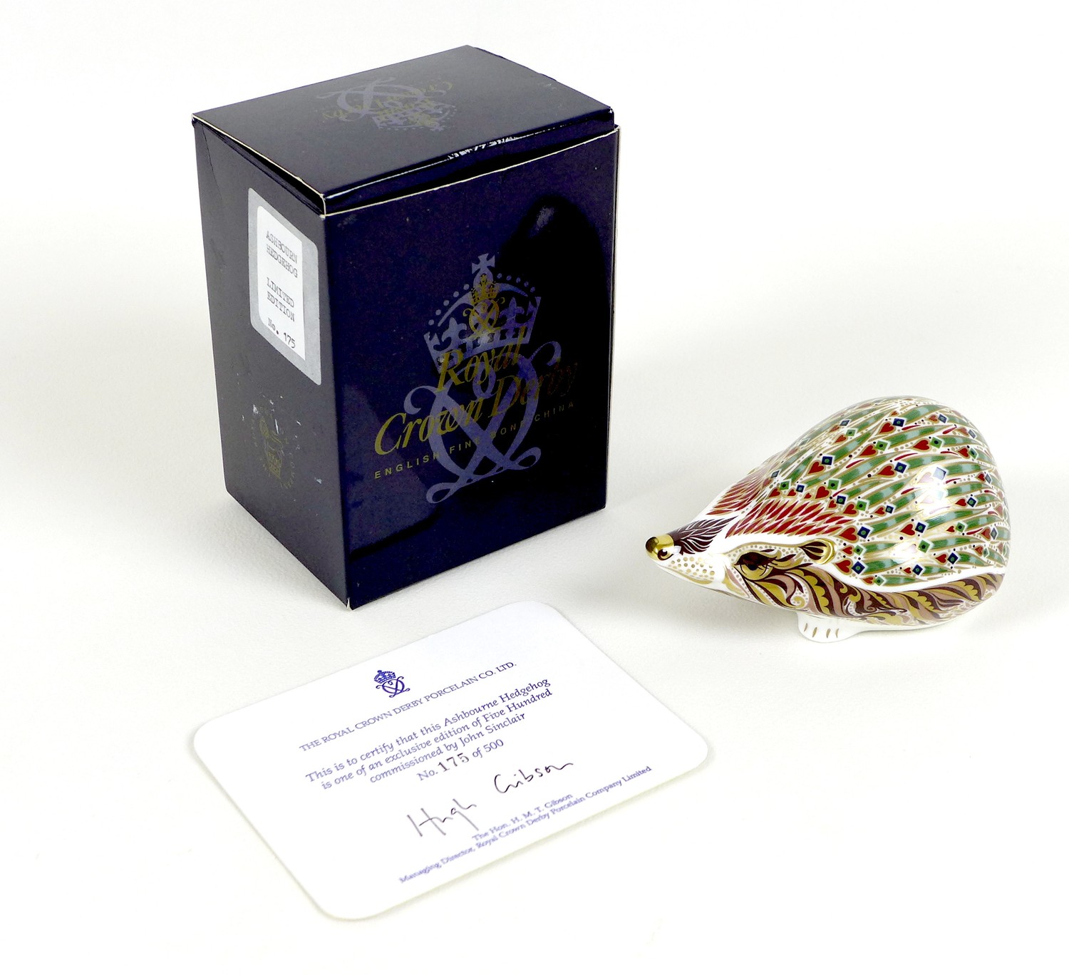 A rare Royal Crown Derby paperweight, 'Ashbourne Hedgehog', exclusive edition 175/500 commissioned - Image 6 of 6