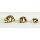 A group of three Royal Crown Derby paperweights, all modelled as tortoises 'The Yorkshire Rose