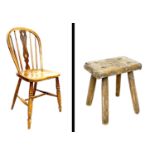 A Victorian elm seated Windsor chair, with H- stretcher and turned legs, a/f, 47 by 42 by 86cm high,