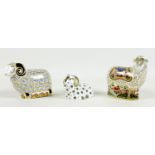 A group of three Royal Crown Derby paperweights, comprising 'Premier Ram', one of a Time Limited