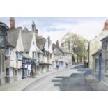 Gladys Rees Teesdale (British, 1898-1985): ?View Down St Paul?s Street, Stamford?, watercolour,