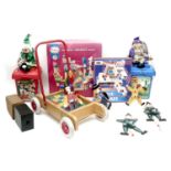A collection of children's toys, including a Hamley's Traditional Wooden Animal Marble Run, boxed,