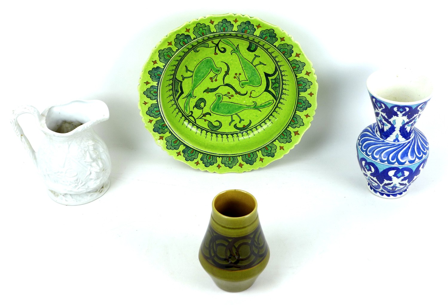 Four pieces of 20th century Turkish and British studio pottery, comprising a Turkish S?tk? Olçar