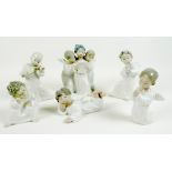 A group of six Lladro Angel figurines, comprising number 4542, Angels, 18.5cm high, number 4538,