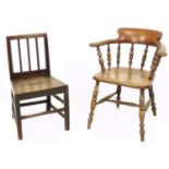A Scandinavian oak nursery chair, with three rail back, 44 by 48 by 78cm high, together with a