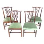 A group of four George III mahogany dining chairs, two pairs, 56 by 55 by 96cm high and 54 by 54