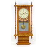 An early 20th century Vienna regulator wall clock with Tunbridge ware inlaid mahogany case, a