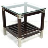 A modern designer mahogany and chrome side table, by Pierre Vandel, Paris, of cuboid form, with