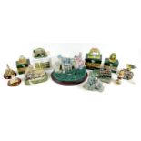 A collection of decorative ornaments, comprising six Lilliput Lane dwellings, Windsor Cottage,