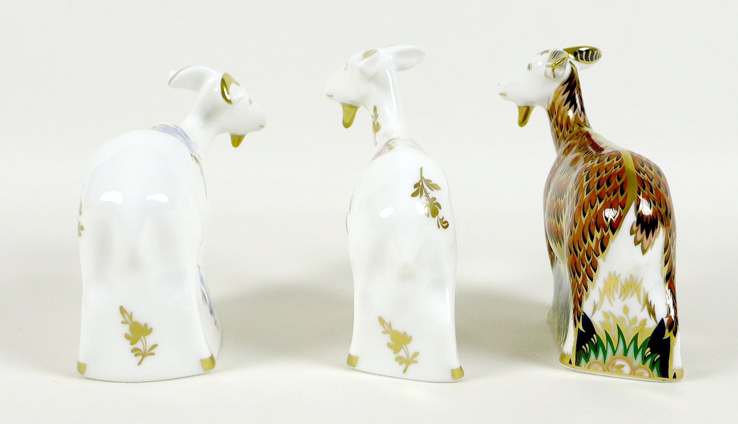A group of three Royal Crown Derby paperweights, all modelled as goats, comprising 'Nanny Goat', - Image 4 of 8