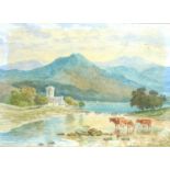 George Villairs (British, late 19th century): three landscape views, one with highland cattle and