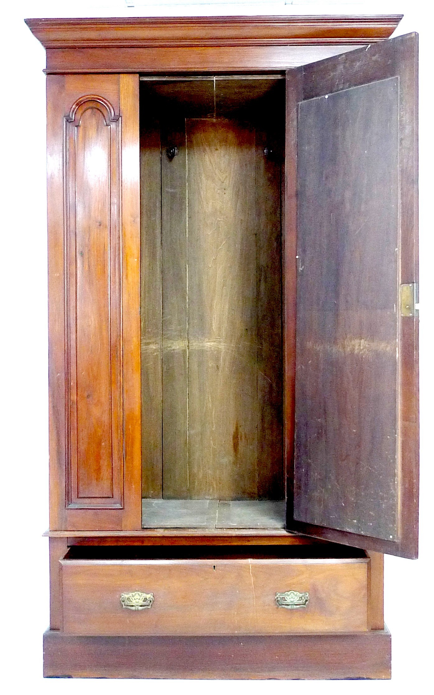 A Victorian mahogany wardrobe, with single bevelled mirror door enclosing a hanging space, and - Image 2 of 3