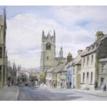 Gladys Rees Teesdale (British, 1898-1985): ?View Down St Martin?s, Stamford', watercolour, signed