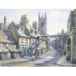 Wilfrid Rene Wood (British, 1888-1976): a view of Stamford, depicting ?High Street St Martin?s