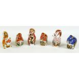 A group of six Royal Crown Derby paperweights, all modelled as squirrels, comprising 'Welbeck