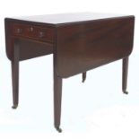 A Regency mahogany Pembroke table with single drawer to the front, raised on tapered square