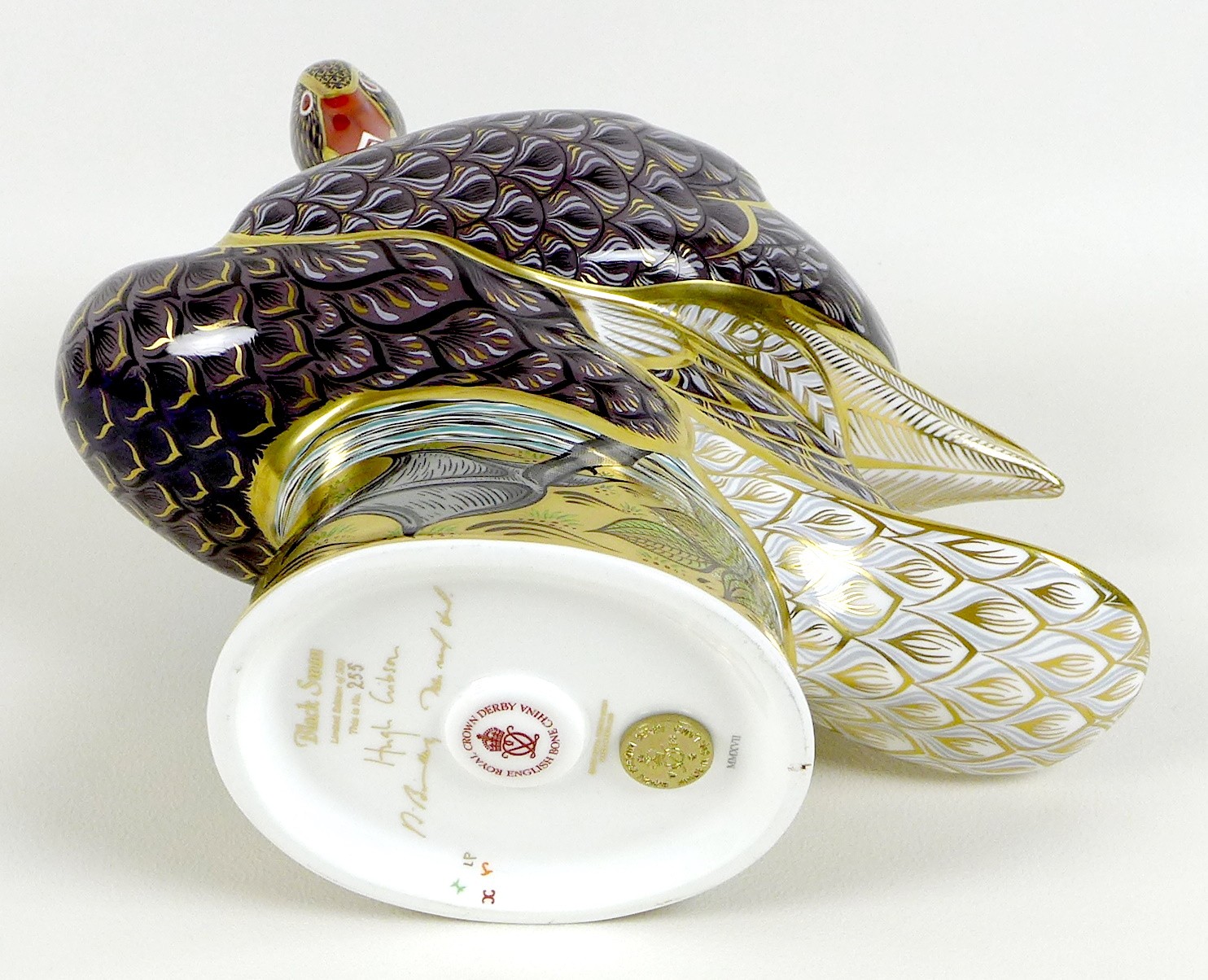 A Royal Crown Derby Prestige paperweight, modelled as ?Black Swan?, limited edition 255/300, from - Image 13 of 17