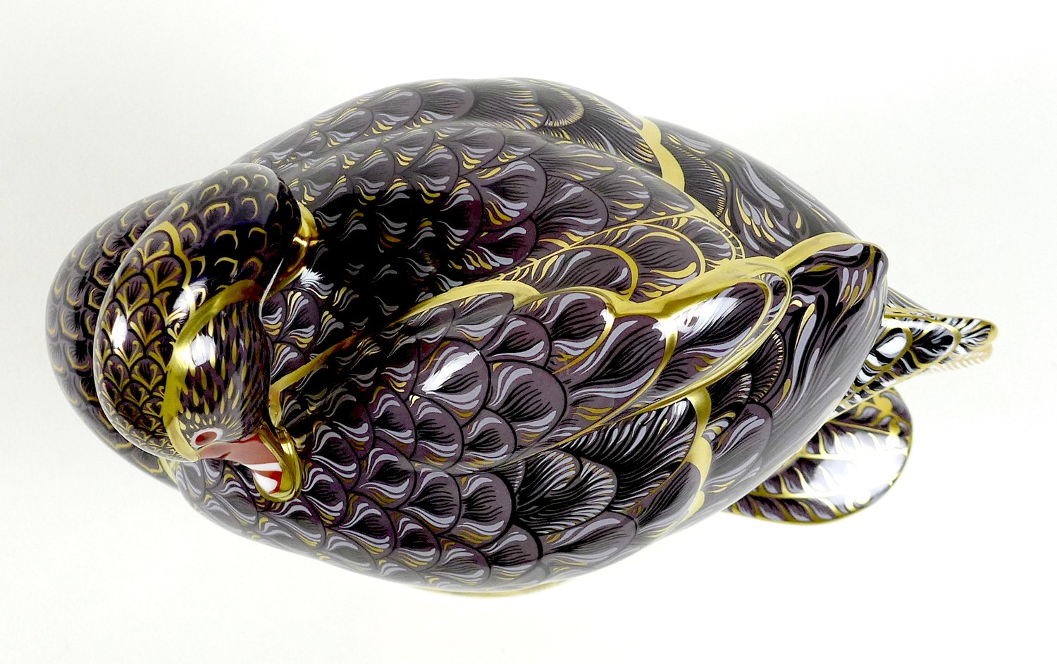 A Royal Crown Derby Prestige paperweight, modelled as ?Black Swan?, limited edition 255/300, from - Image 7 of 17