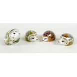 A group of four Royal Crown Derby paperweights, all modelled as hedgehogs, comprising 'Orchard