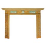 An early 19th century pine fire surround, with applied plaster decorative mouldings, 22 by 194 by