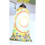2x lamp shades from Udaipur. Glass mosaic. We recommend they are rewired to UK standards. (Indian