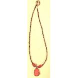 Necklace with Buddha pendant and 2 cornelian beads 25cm
