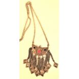 Afghan necklace with pendant and glass beads 37cm.