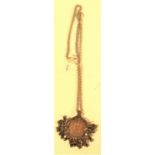 Pendant with antique Nepalese white metal ornament on a chain. 30cm.