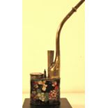 Opium pipe from south China with the remnants of cloisonne floral pattern on silver. There is a