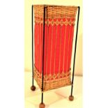 Table lamp. Rattan and red cloth with metal corner posts. 32 x 11cm. New