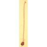 Cornelian pendant on chain. 25cm.