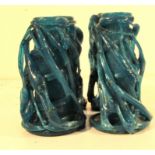 4x Afghan glass candle sticks. The blue colour comes from copper filings from old cooking pots. Each