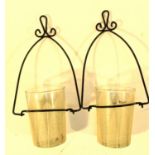 2x Metal and glass flower or night light hanging displays. 23cm. New