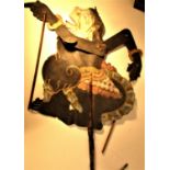 Wayang kulit shadow puppet, Semar. Wayang kulit are made from buffalo hide, interictally pierced and