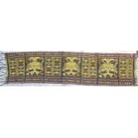 Ceremonial sash from east Sumba with a pattern of mythical birds and geometric patterns worked in