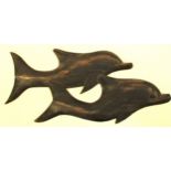 Carved wood dolphin wall display. 31 x 15cm. New