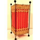 Table lamp shade. It does not have fittings for a light. Rattan and red cloth. 42 x 20cm. New