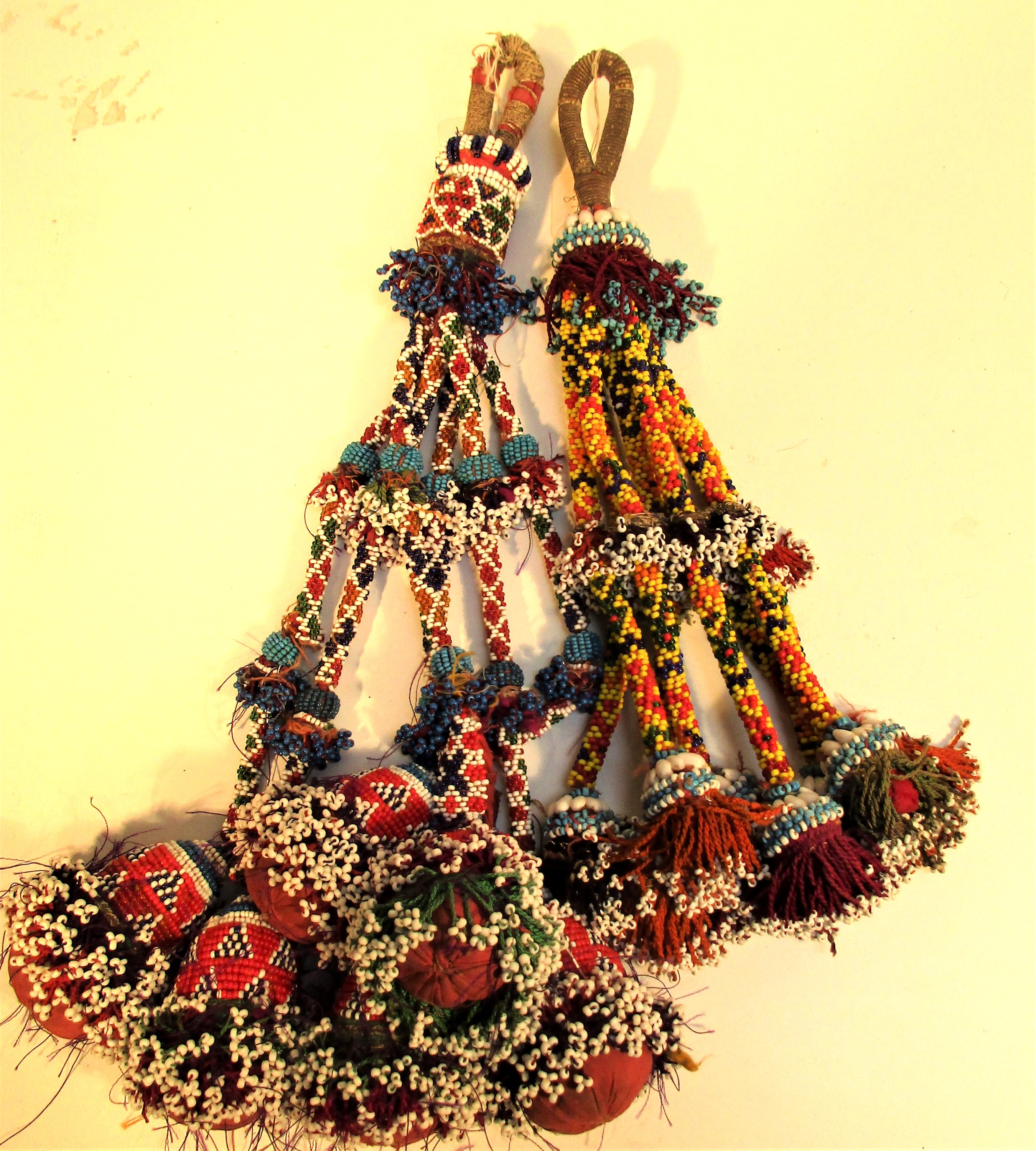 2 x Tassels. North Afghanistan . The art of bead work is popular amongst the Hazara tribes in
