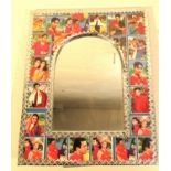 Rectangular mirror with decorated with pin-ups of Indian film stars. 21 x 17cm. New