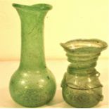 2x Afghan glass vases. Each 20 x 9cm.