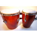 Double Indian Tabla drum. Made from semi-hardwood with adjustable drum skin. 32 x18cm. New