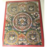 Thanka from Nepal showing the life of Buddha . 92 x 72cm. 1974 Notes: This Thanka was given to